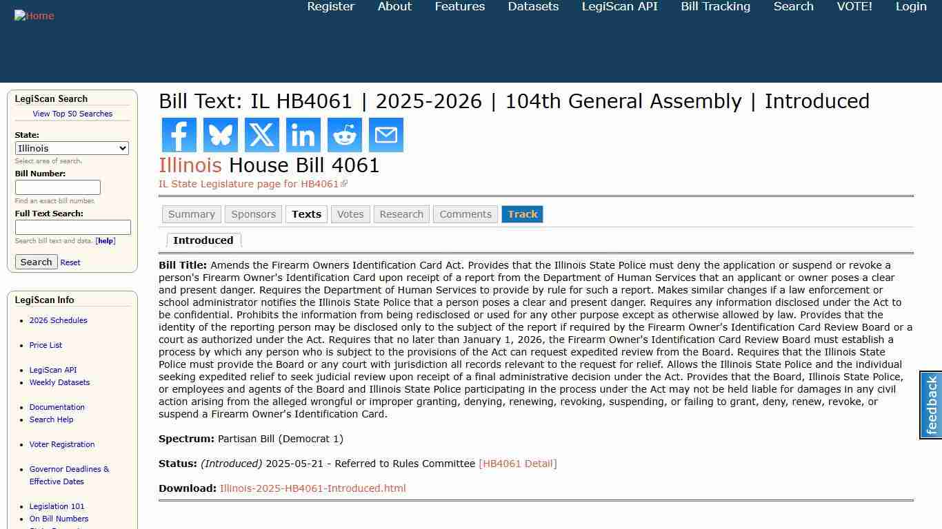 Bill Text: IL HB4061 2025-2026 104th General Assembly Introduced LegiScan